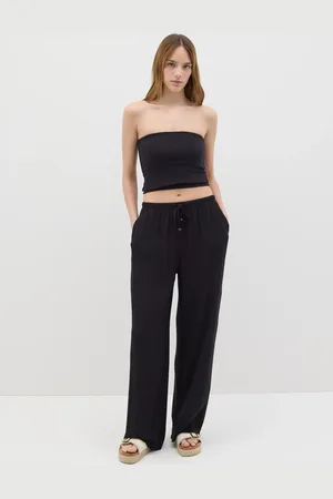 OVS Pantaloni Da Donna In Puro Viscosa Neri Relaxed Fit