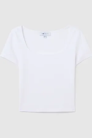 OVS T-shirt Da Donna In Cotone Elasticizzato Bianca Slim Fit