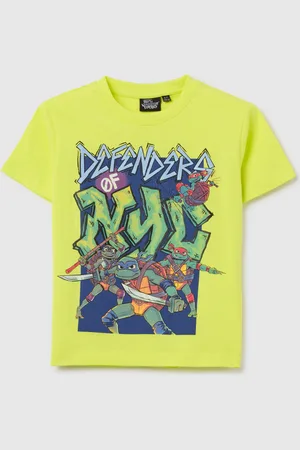 OVS T-shirt Da Bambino In Puro Cotone Gialla Over Fit Con Stampa Tartarughe Ninja