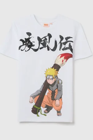 OVS T-shirt Da Ragazzo In Puro Cotone Bianca Oversize Con Stampa Di Naruto, Bambino