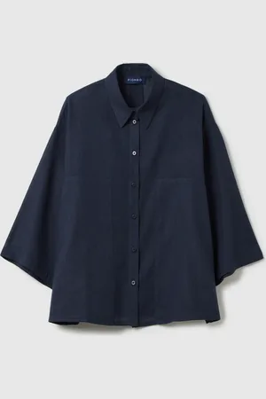 PIOMBO Camicia Oversize Da Donna In Misto Lino Scuro