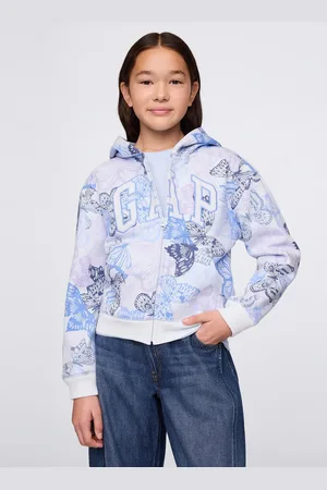 OVS Full-zip Azzurra E Viola Con Cappuccio Stampa Farfalle E Ricamo Logo, Bambina