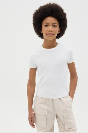 OVS T-shirt Da Ragazza In Cotone Elasticizzato Bianca Fitted, Bambina