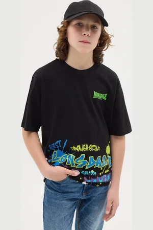 Lonsdale London T-shirt In Cotone Stampa Logo Stile Graffiti, Unisex