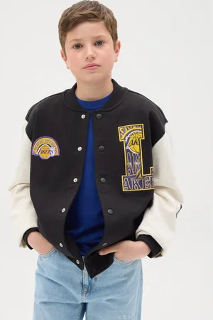AmazonBasics Bomber Varsity Patch E Stampa Los Angeles Lakers, Unisex