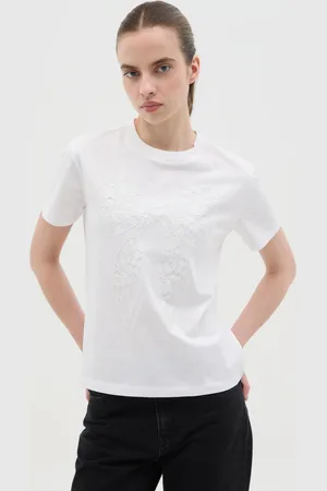 OVS T-shirt Bianca In Cotone Con Fiocco In Pizzo, Donna