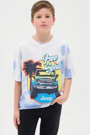 Jeep T-shirt In Cotone Tie Dye Con Stampa Fuoristrada, Bambino