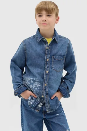 GRAND & HILLS Camicia In Acid Wash, Bambino