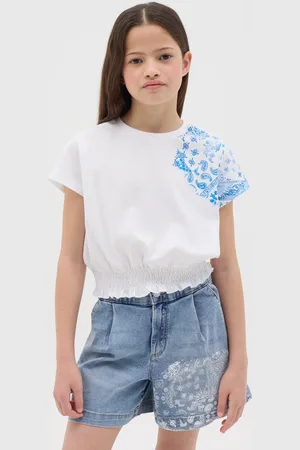 OVS T-shirt Bianca In Cotone Con Base Elasticata, Bambina