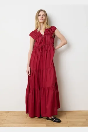 OVS Abito Lungo Da Donna In Puro Cotone Regular Fit A Balze
