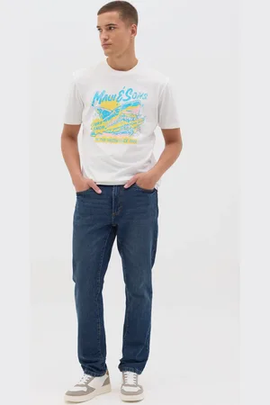 OVS OVS , T-shirt Da Uomo In Puro Cotone Bianca Relaxed Fit Con Stampa Maui & Sons