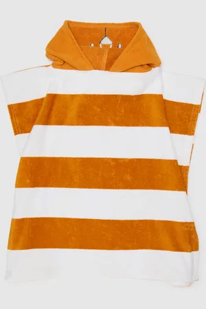 FAGOTTINO Poncho Da Bambino In Puro Cotone Con Cappuccio