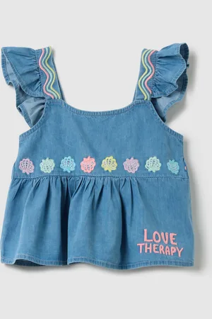 Love Therapy Top Da Bambina In Puro Cotone Regular Fit Con Ricami