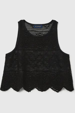 PIOMBO Canotta Da Donna In Misto Cotone Regular Fit Con Motivo Crochet