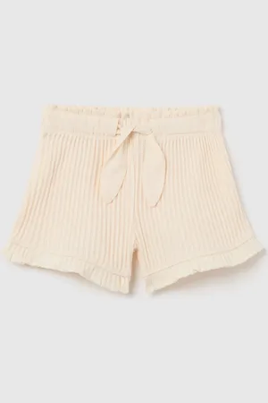 FAGOTTINO Short Da Bambina In Puro Cotone Regular Fit Con Volant