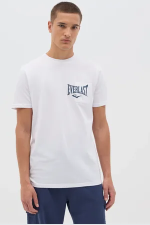 Everlast T-shirt Da Uomo In Puro Cotone Bianca Regular Fit Con Logo Everlast