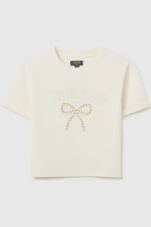 OVS T-shirt Da Ragazza In Puro Cotone Bianca Regular Fit Con Stampa, Bambina