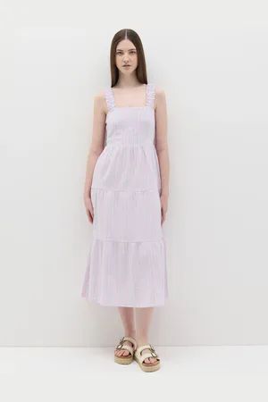 OVS Abito Lungo A Righe Rosa In Cotone, Donna
