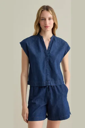 PIOMBO Camicia A Maniche Corte Da Donna In Blu
