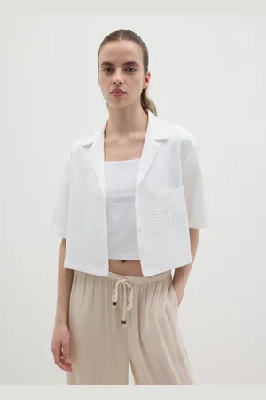 OVS Camicia Corta Da Donna Bianca Regular Fit Con Dettagli In Pizzo