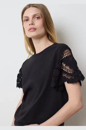 OVS T-shirt Nera Con Dettagli In Pizzo, Donna