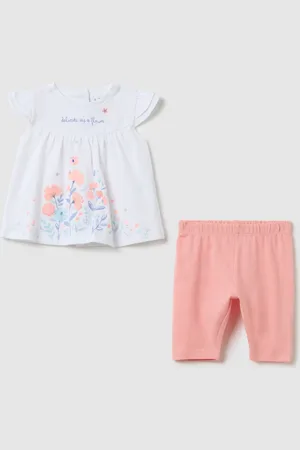 FAGOTTINO Set Neonato Da Bambina In Puro Cotone Con Rouches, Neonata