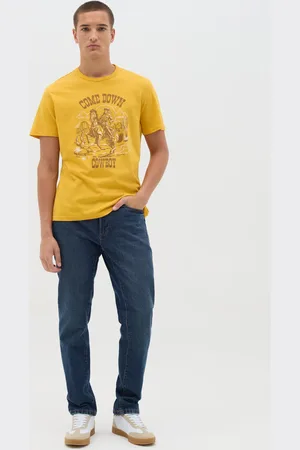 OVS OVS , T-shirt Da Uomo In Puro Cotone Gialla Regular Fit Con Stampa