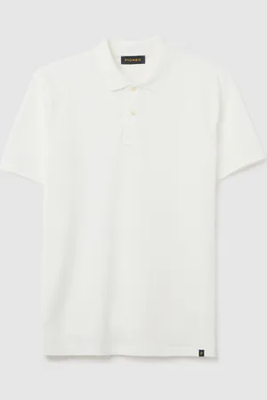 PIOMBO Polo Da Uomo In Puro Cotone Bianca Regular Fit Con Colletto Classico