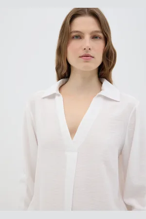 Hybrid Camicia Da Donna In Misto Regular Fit Con Scollo A V