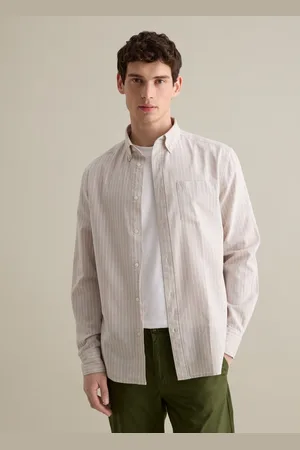 PIOMBO Camicia Da Uomo In Misto Cotone E Lino Regular Fit Con Colletto Button Down