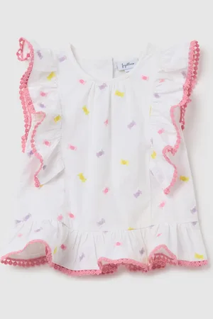 FAGOTTINO Camicetta Da Bambina In Puro Cotone Multicolor Con Volant