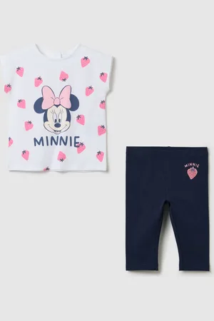 Disney Completo Jogging Da Bambina In Cotone Elasticizzato E Blu Con Stampa Minnie