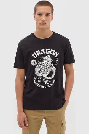 OVS OVS , T-shirt Da Uomo In Puro Cotone Regular Fit Con Stampa Dragon