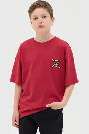 OVS T-shirt Da Bambino In Puro Cotone Rossa Con Stampa Di Monkey D. Luffy