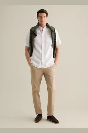 PIOMBO Camicia Da Uomo In Lino E Cotone Bianca Regular Fit