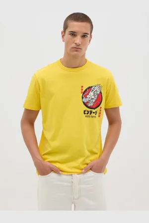 OVS T-shirt Da Uomo In Puro Cotone Gialla