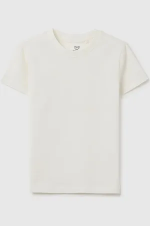OVS T-shirt Da Ragazza In Cotone Elasticizzato Bianca Fitted, Bambina