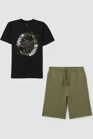 OVS Set Jogging Da Ragazzo In Cotone Nero E Verde Vestibilità Rilassata, Bambino
