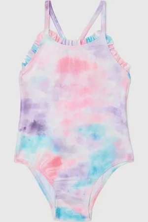 FAGOTTINO Costume Intero Da Bambina In Misto Elasticizzato Con Volant Decorativi