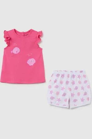 FAGOTTINO Completo Da Bambina In Puro Cotone Regular Fit Con Stampa