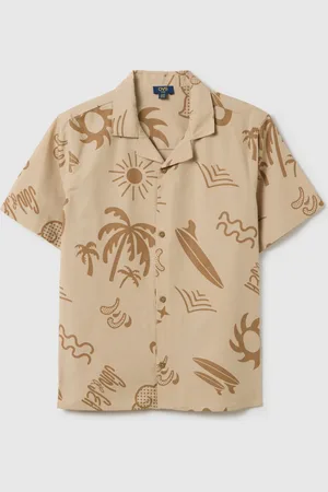 OVS Camicia Da Ragazzo In Puro Cotone Over Fit Con Colletto Bowling, Bambino
