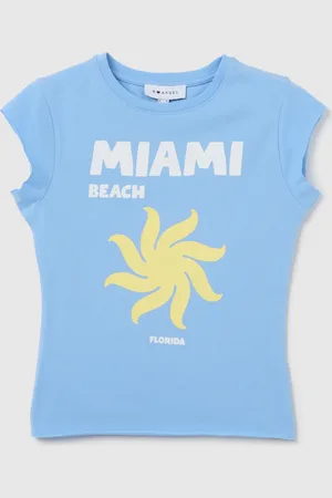 OVS T-shirt Da Donna In Cotone Elasticizzato Azzurra Slim Fit Con Stampa