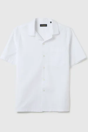 PIOMBO Camicia Da Uomo In Puro Cotone Bianca Regular Fit Con Taschino