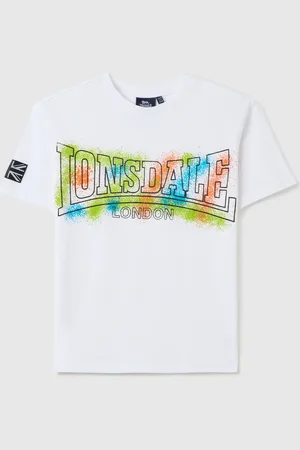 Lonsdale London T-shirt Da Bambino In Puro Cotone Bianca Regular Fit Con Stampa, Unisex