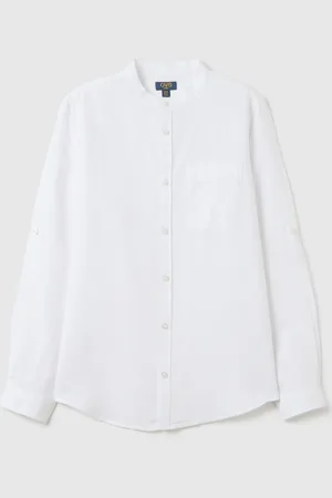 OVS Camicia Da Ragazzo In Misto Lino E Cotone Bianca Regular Fit Con Colletto Classico, Bambino