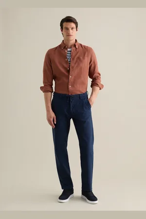 PIOMBO Camicia Da Uomo In Puro Lino Regular Fit