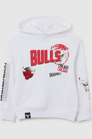 OVS Felpa Da Bambino In Puro Cotone Bianca Regular Fit Con Cappuccio E Logo Chicago Bulls