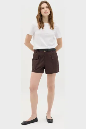 OVS OVS , Short Da Donna In Cotone Elasticizzato Marroni Regular Fit Con Tasche Applicate