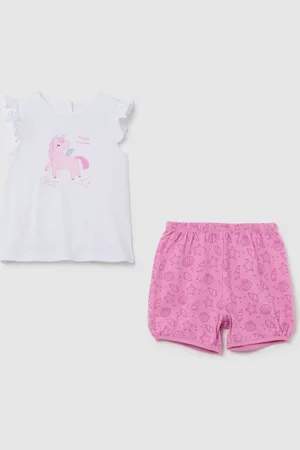 FAGOTTINO Set Da Neonata In Puro Cotone Bianco E Rosa Regular Fit Con Stampa, Bambina