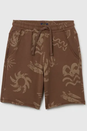 OVS Bermuda Da Ragazzo In Puro Cotone Marroni Con Stampa Regular Fit, Bambino